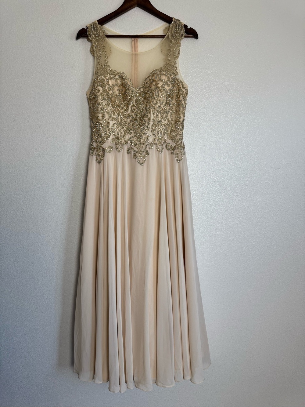 cream evening dress